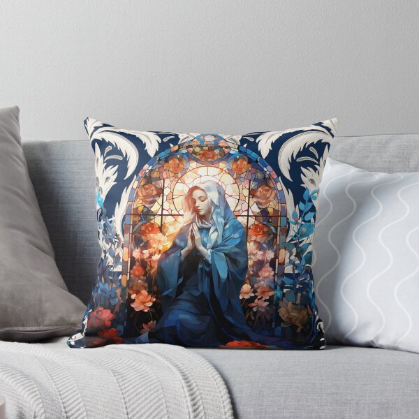 Item preview, Stained Glass Blessed Virgin Mary Blue designed and sold by Pixelchicken.