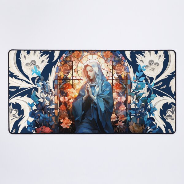 Item preview, Stained Glass Blessed Virgin Mary Blue designed and sold by Pixelchicken.