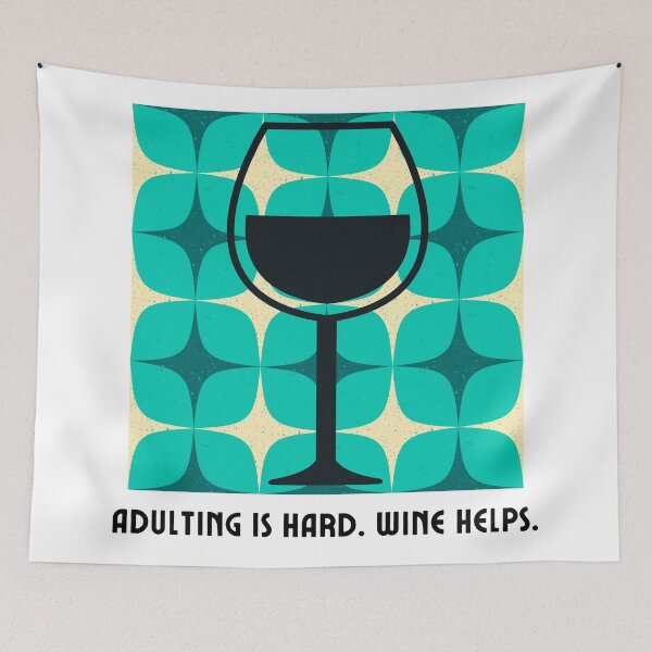 Item preview, Adulting is Hard, Wine Helps - Retro Wine and Oenology Fan designed and sold by siempredesign.