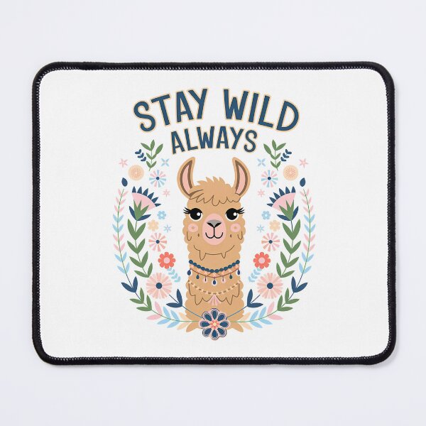 Item preview, Stay Wild Always Cute Llama Surrounded by Pastel Floral Wreath designed and sold by Taans-Creation.