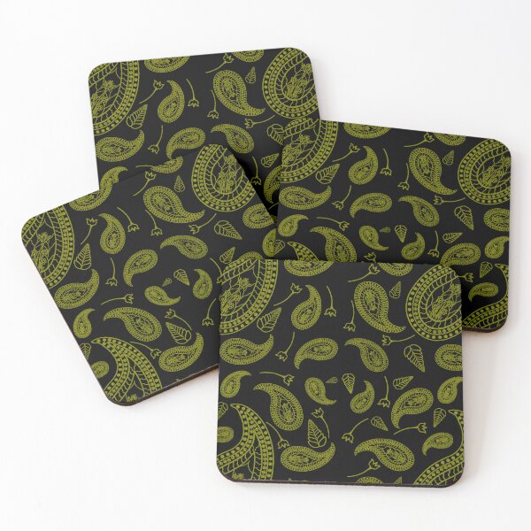 Item preview, Olive Paisley on Black – Hand-Drawn Urban Bandana designed and sold by John-NW-Shop.