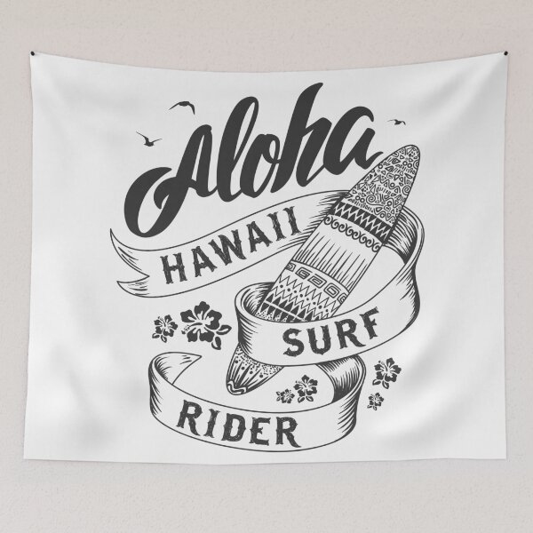 Item preview, Aloha Hawaii Surf Rider Vintage Tropical Surfboard Design designed and sold by StickerAndLove.