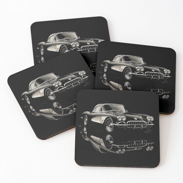 Item preview, 1959 Chevrolet Corvette C1 Classic Car Black and Chrome Minimalist Art designed and sold by TheArtOfCar.