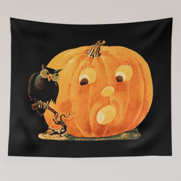 Item preview, Vintage Halloween Jack O'Lantern and Owl designed and sold by Pixelchicken.