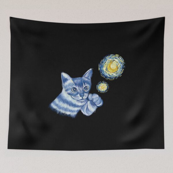 Item preview, Blue Starry Night British Shorthair Cat Illustration designed and sold by Scarlet Swan.