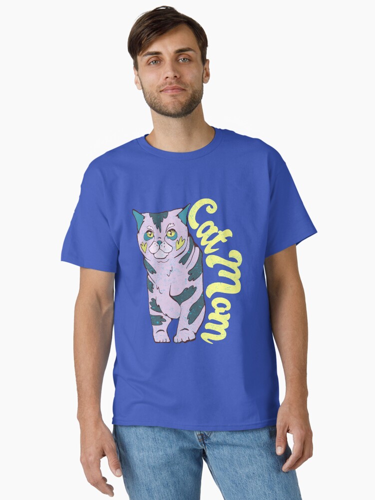 Thumbnail 1 of 7, Classic T-Shirt, Cat Mom yellow text designed and sold by manniemoonstone.