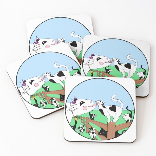 Item preview, Nine Harlequin Heart Cats with a Happy Cow Circle Die Cut designed and sold by JoyousArt4u.