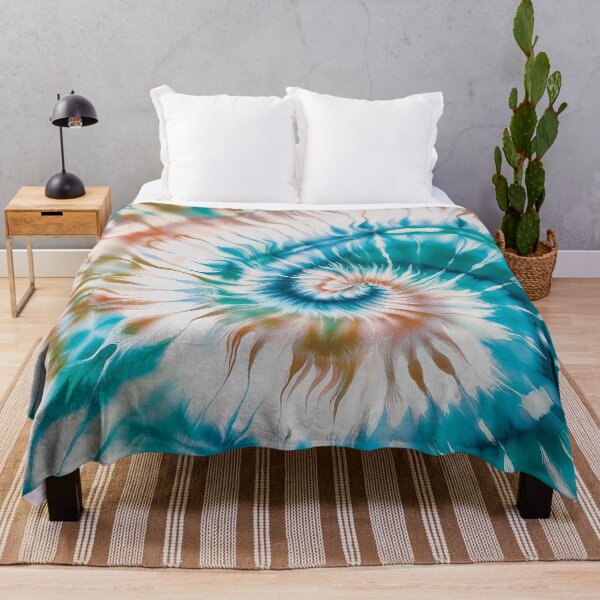 Item preview, Tie dye, tiedye, teal and beige swirl tie dye, psychedelic pattern, organic pattern, vibrant boho watercolour design designed and sold by navitalidesign.