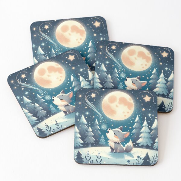 Item preview, A Wolf Cubs First Full Moon Howl - Cartoon Kid's Art designed and sold by nikkolaus.