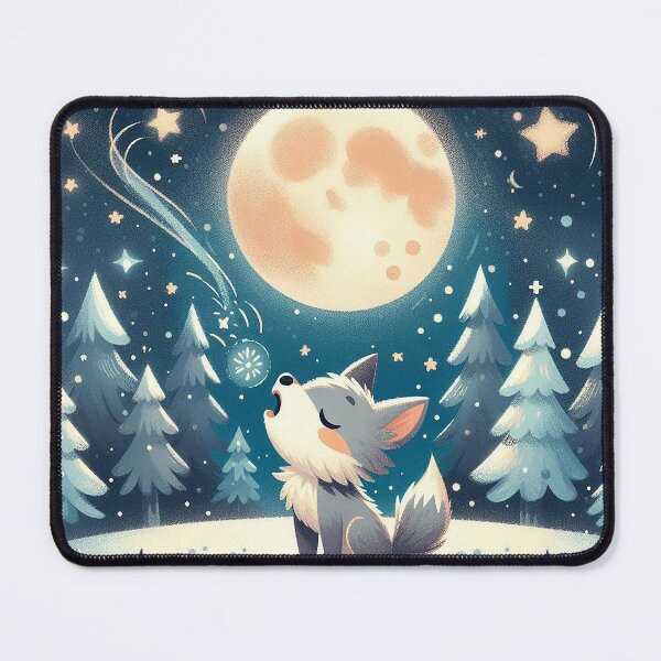 Item preview, A Wolf Cubs First Full Moon Howl - Cartoon Kid's Art designed and sold by nikkolaus.