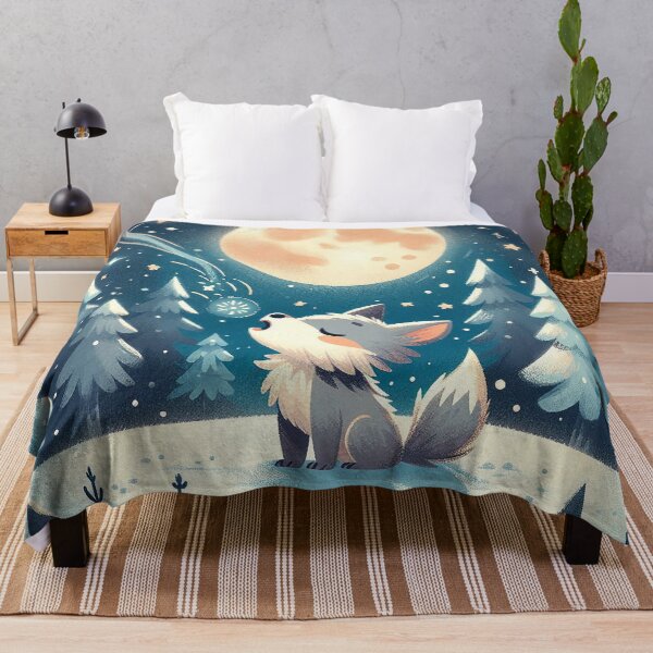Item preview, A Wolf Cubs First Full Moon Howl - Cartoon Kid's Art designed and sold by nikkolaus.