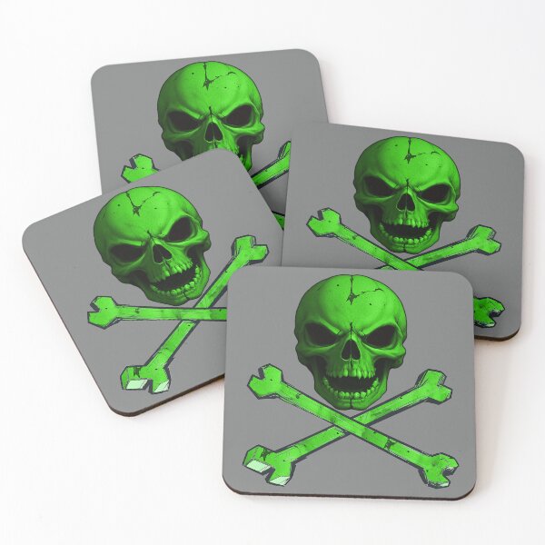 Item preview, Angry Green Skull and Crossbones Pirate Flag designed and sold by hauntedtees.