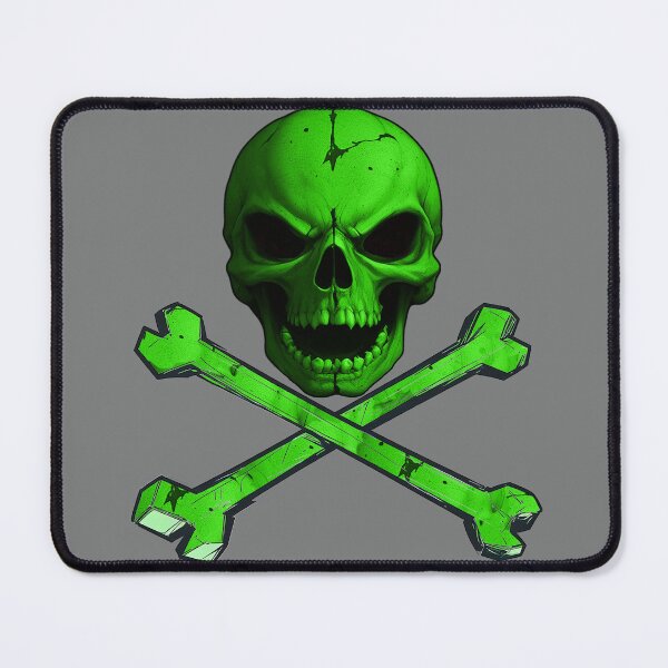 Artikelvorschau, Wütende grüne Piratenflagge mit Totenkopf und gekreuzten Knochen entworfen und verkauft von hauntedtees.