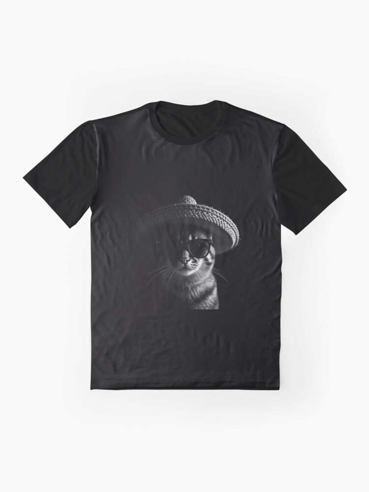 Thumbnail 4 of 5, Graphic T-Shirt, Cat wearing sombrero and sunglasses designed and sold by sceneryphototee.