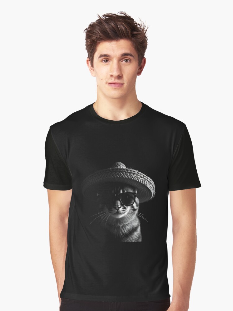 Thumbnail 1 of 5, Graphic T-Shirt, Cat wearing sombrero and sunglasses designed and sold by sceneryphototee.