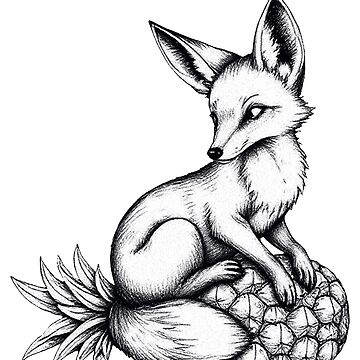 Artwork thumbnail, Vixen on a pineapple Pen and Ink drawing. by Vixen-Games