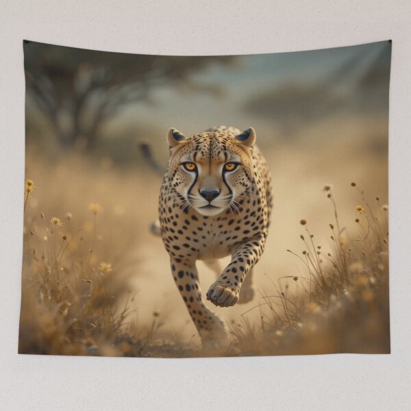 Item preview, cheetah moves swiftly through a dry, grassy landscape designed and sold by InezPhotography.