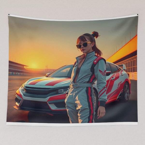 Item preview, Honda Civic, racing driver, race track, sunrise designed and sold by Salimgor Hangaround Music.