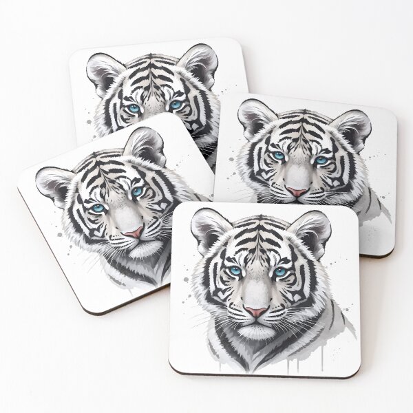 Item preview, White Bengal Tiger Cub – Digital Ink Portrait designed and sold by Typeglyphs.