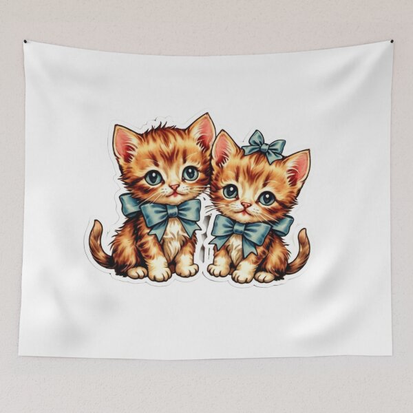 Item preview, Adorable Vintage Kittens Wearing Bows – Purr-fectly Charming Stickers designed and sold by SVenterprises.