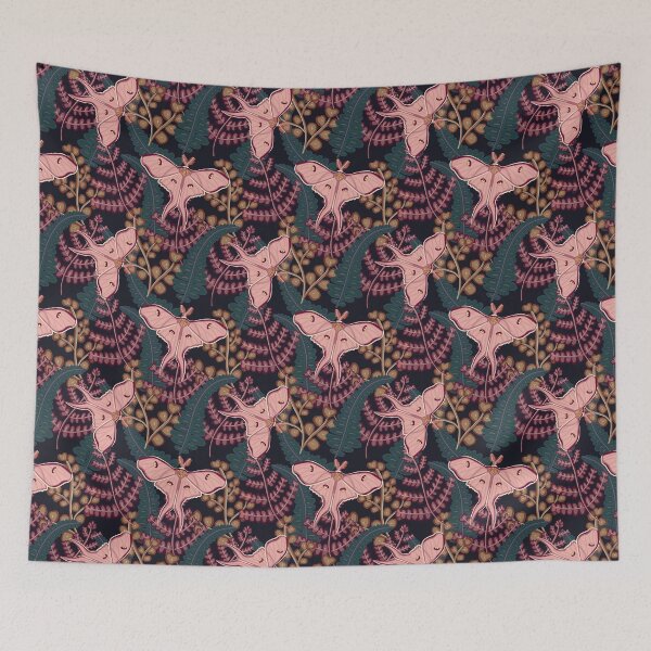 Item preview, Luna Moth on Ferns - Pink designed and sold by Curious Moon Designs.