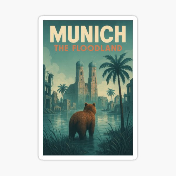 Item preview, THE FLOODLAND CHRONICLES - MUNICH - Frauenkirche I Post-Apocalyptic Travel Poster designed and sold by Polygonist.