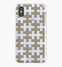 PUZZLE1 WHITE MARBLE & KHAKI FABRIC iPhone Case