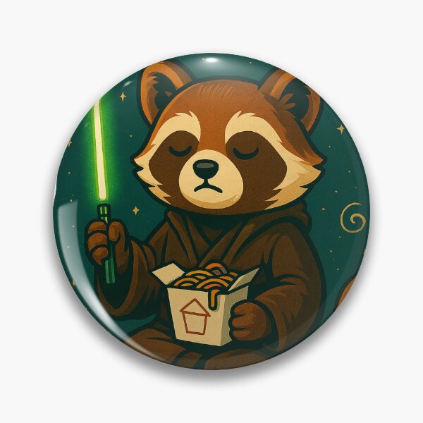 Item preview, Master of Yum – Cute Jedi Raccoon Parody with Noodles designed and sold by Patternicity.