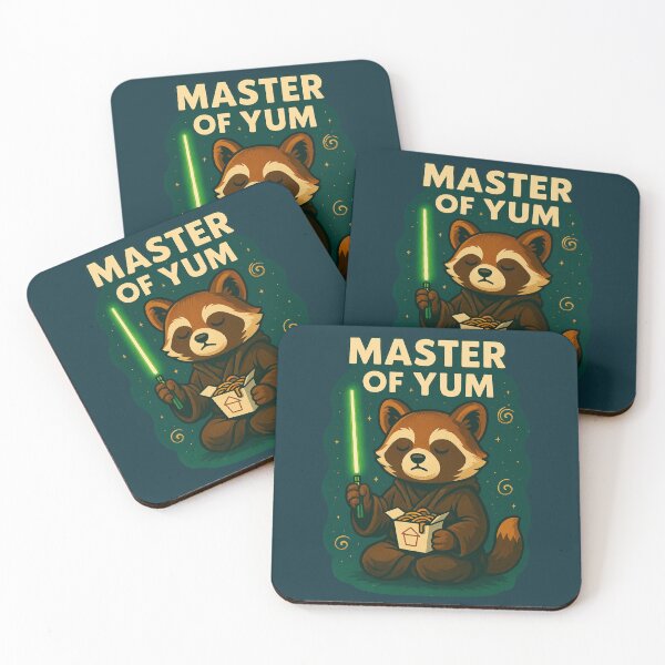 Item preview, Master of Yum – Cute Jedi Raccoon Parody with Noodles designed and sold by Patternicity.