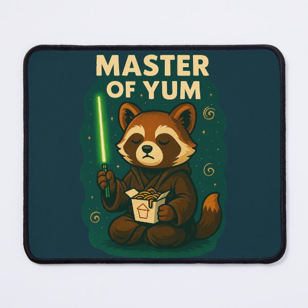 Item preview, Master of Yum – Cute Jedi Raccoon Parody with Noodles designed and sold by Patternicity.