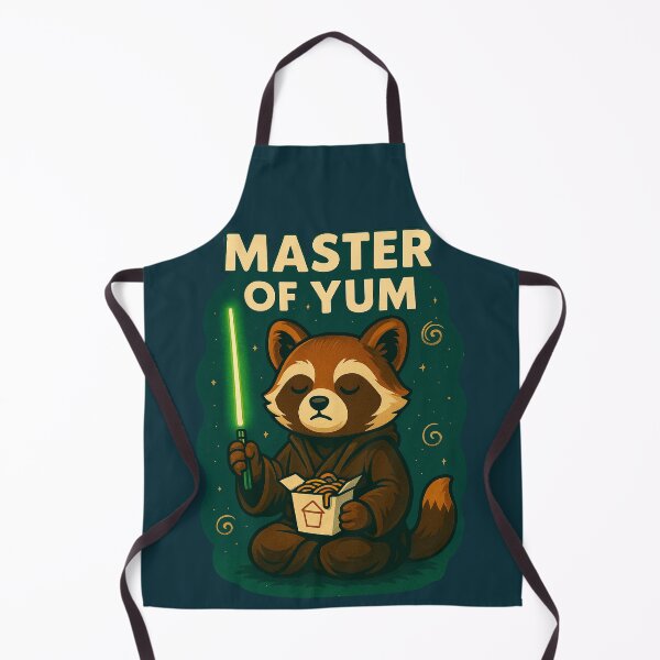 Item preview, Master of Yum – Cute Jedi Raccoon Parody with Noodles designed and sold by Patternicity.