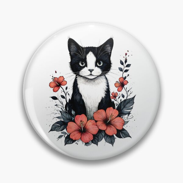 Item preview, Cat and Hibiscus Flowers designed and sold by mrhighsky.