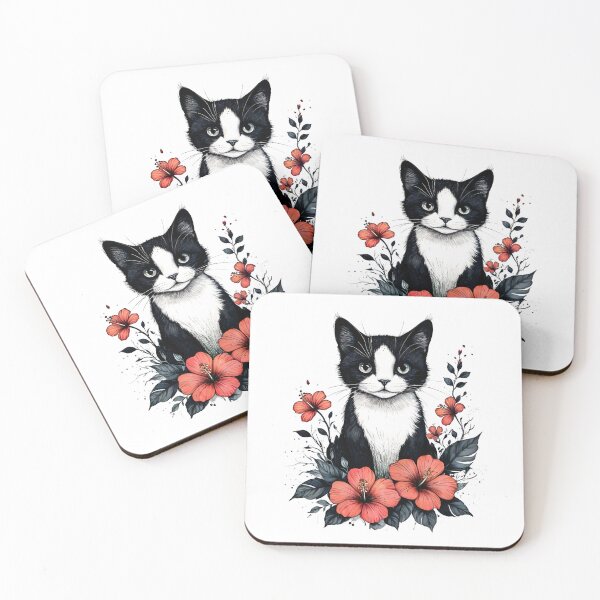 Item preview, Cat and Hibiscus Flowers designed and sold by mrhighsky.