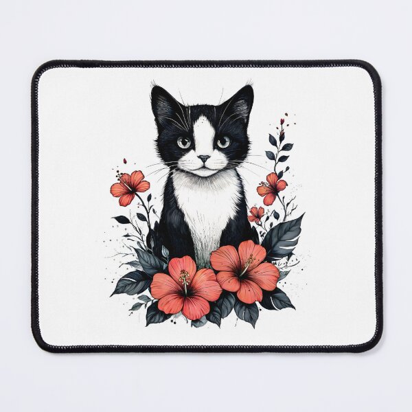 Item preview, Cat and Hibiscus Flowers designed and sold by mrhighsky.