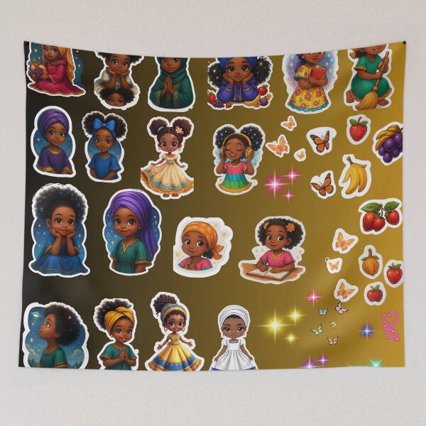 Item preview, Israelite Princess Sticker Sheet | Black Girls with Fringes | Faith-Based Kids Art designed and sold by 12tribesvisuals.