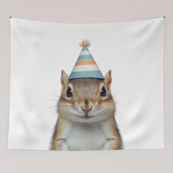 Item preview, Funny Chipmunk Wearing Birthday Party Hat designed and sold by LazyOwlStore.