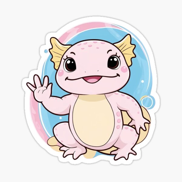 Item preview, Kawaii Albino Axolotl – Cute Smiling Salamander Friend designed and sold by TheAmity.