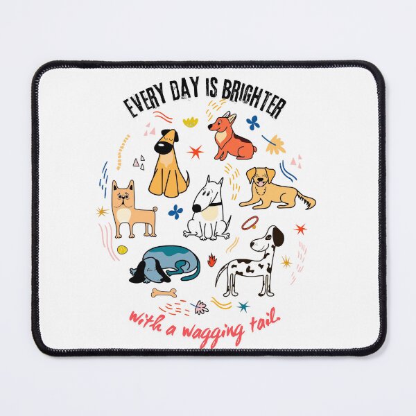 Item preview, Colorful Cute Dog Breeds in Playful Poses – Every Day Is Brighter with a Wagging Tail Quote designed and sold by KindInk.