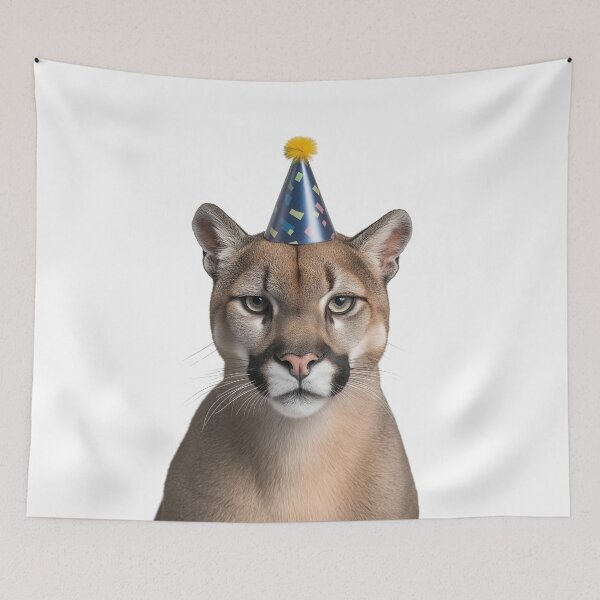 Item preview, Funny Cougar Wearing Birthday Party Hat designed and sold by LazyOwlStore.