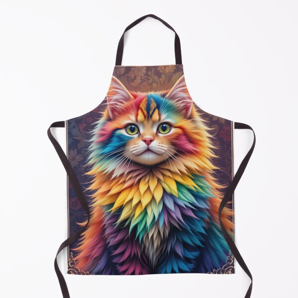 Item preview, fluffy colorful cat rainbow vintage style designed and sold by DigitalArtTK.