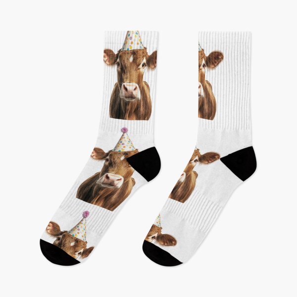 Item preview, Funny Cow Wearing Birthday Party Hat designed and sold by LazyOwlStore.