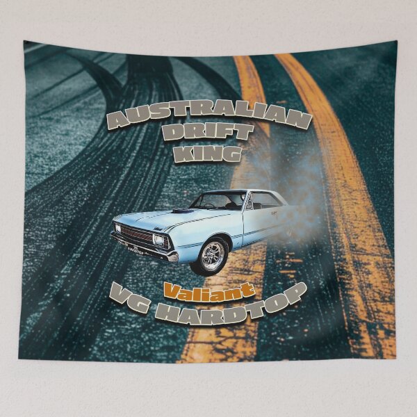 Item preview, VG Valiant Hardtop Drift King – Australian Muscle Car (Black Background) designed and sold by Michael van der Hoorn.