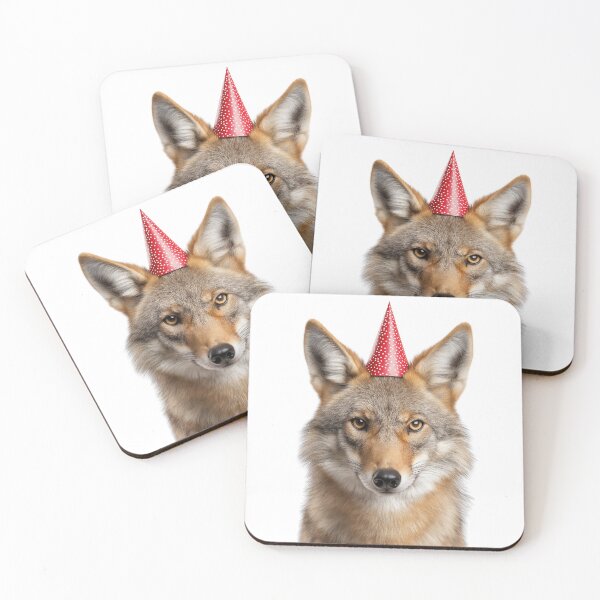 Item preview, Funny Coyote Wearing Birthday Party Hat designed and sold by LazyOwlStore.