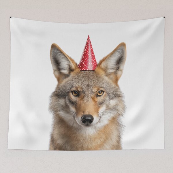 Item preview, Funny Coyote Wearing Birthday Party Hat designed and sold by LazyOwlStore.
