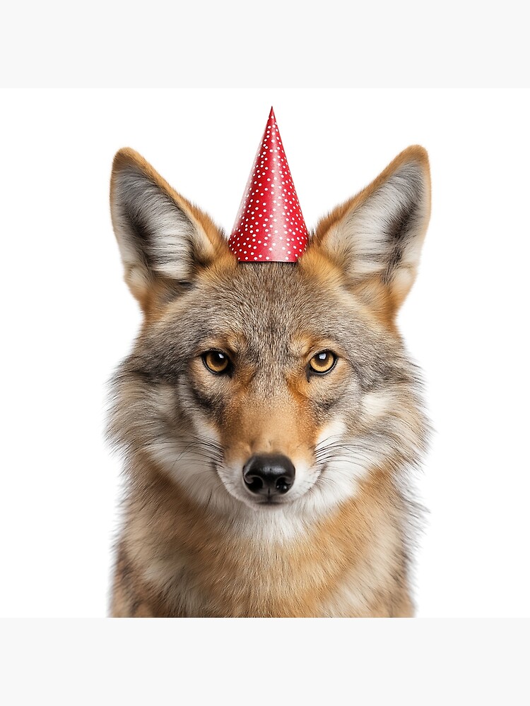 Funny Coyote Wearing Birthday Party Hat