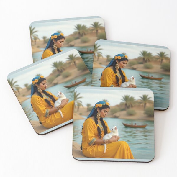 Item preview, Egyptian peasant woman with a white cat designed and sold by TuyaArts.
