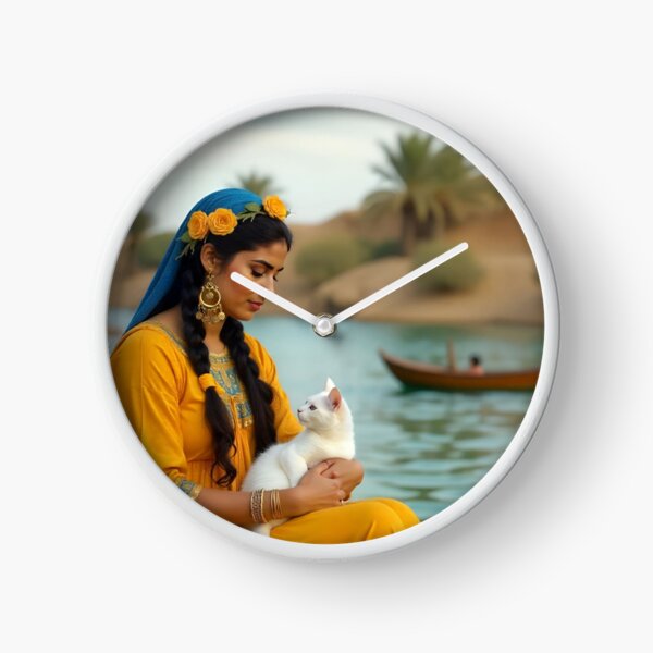 Item preview, Egyptian peasant woman with a white cat designed and sold by TuyaArts.