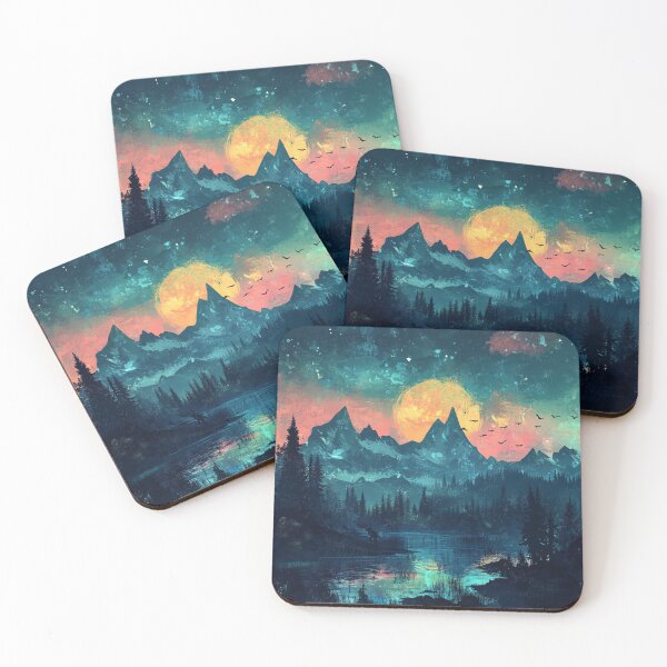 Item preview, Dragon Mountains At Night With Full Moon designed and sold by GrinGalore.