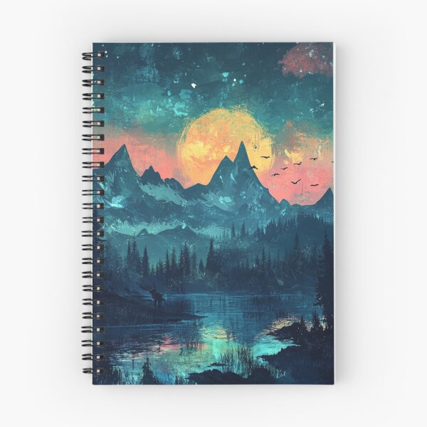 Item preview, Dragon Mountains At Night With Full Moon designed and sold by GrinGalore.
