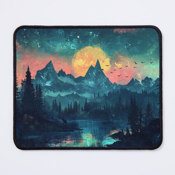 Item preview, Dragon Mountains At Night With Full Moon designed and sold by GrinGalore.